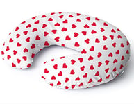 Niimo Coussin d’Allaitement - Coussin Maternité - Coussin de Positionnement - Coussin Bébé - Coussin de Grossesse - Multifonction - Housse 100% Coton - Lavable (Blanc avec cœurs Rouges)