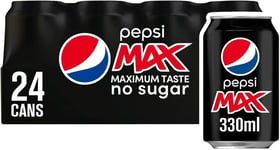 Pepsi Max No Sugar Cans, 330 ml Pack of 24