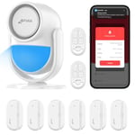 CPVAN Home Alarm System, WiFi PIR Motion Sensor Alarm, Wireless DIY Smart Door/Window Alarm for Home Security with Phone APP Alert 9 Pieces Kit (Indoor PIR Alarm Hub, 6 Door Sensors, 2 Remotes), CP2W.