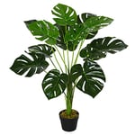 Outsunny Plante Artificielle modèle Monstera Arbre Artificiel avec 13 Feuilles en Pot Ciment, intérieur ou extérieur, dim. Ø16 x 85H cm