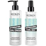 Redken Hydrating Curl Defining Cream and Refreshing Curl Hair Mist Bundle for Curly and Coily Hair