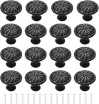 Bouton de Porte Noir 16Pcs Poignee de Meuble Cuisine Boutons de Tiroir Boutons de Placard Vintage Ronds Poignées Bouton de Meuble Avec Vis Pour Commode Placard Cuisine