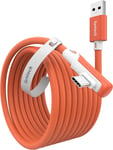 Câble De Liaison 5 M, Compatible Avec Meta Quest 3s/Quest 3/2/Pro Et Pico4/Pro, Pc/Steam Vr, Transfert De Données Pc Haute Vitesse, Câble Usb 3.0 Vers Usb C Pour Casque Vr Et Pc De Jeu, Orange