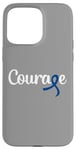 Coque pour iPhone 15 Pro Max Cancer colorectal ou du colon- Courage avec noeud ruban bleu