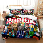 R09 Roblox 3D-tryckt sängklädesset påslakan täcke örngott barn gåva UK SINGLE 135x200cm