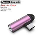 Adaptateur USB Type C 3.5mm pour prise de téléphone,accessoire audio,coudé,pour sauna,pour iPhone 15 Samsung S23 Oneplus 11 9 Xiaomi - Type Rose Gold