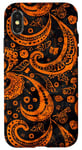 Coque pour iPhone X/XS Orange Abstrait Cachemire Occulte Gothique Art