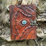 Hocus Pocus Leather Journal Blank Spell Book of Shadows with Lock Clasp Prop Vintage Notebook Journals Bound Witchcraft Wiccan Grimoire Witch Magic Eye Sketchbook Drawing Writing Diary Traveling