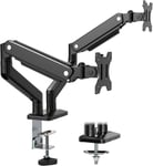 Support Double Ecran PC Moniteur pour Ecrans 17""-32"",VESA 75&100mm Hauteur Réglable,Pivot et Rotation,Bras Articulé,2 Options de Montage,Ressort à Gaz Poids 10kg