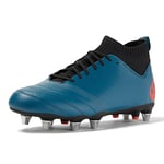 Canterbury Mixte Stampede Pro Soft Ground Bottes de Rugby, Deep Ocean Blue Black Oxy Fire Red, 39.5 EU