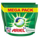 Ariel 4in1 PODS Lessive Liquide En Capsules 70 Lavages, Original, Élimine Les Taches Incrustées, Même Après 7 Jours, Impeccable Même En Cycle Court Et À Froid, Fabriqué En France