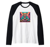 Dog Music DJ Turntables Mixing Vinyl Records Party Graphic Raglan Baseball Tee