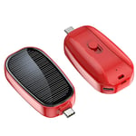 Mini solcellsladdare Powerbank Bärbar Nyckelring Powerbank För Mobiltelefon 1200mAh [FW] Red: For type-c