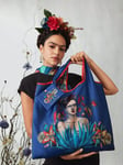 Frida Kahlo X SHEIN Taitettava kannettava RPET-ostoskassi hahmoilla ja kasveilla printti,-Monivärinen-yksi koko