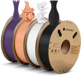 Filament 1.75 PLA, 4kg Bobine PLA Filament pour Imprimante 3D (Noir Nacré, Blanc Brillant, Pêche Fuzz, Interstellar Violet)