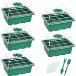 Bac ¿¿ Semis 12 Trous Mini Serre Pour Semis Avec D?me D'Humidit¿¿ R¿¿glable Propagateur Jardin Pour D¿¿marrage Et Croissance Semence, Germination Serre Durables, Lot De 5