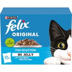 FELIX Original Fish Selection in Jelly Wet Cat Food 12x85g (Pack of 4)