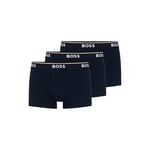 BOSS Men's 3-Pack Power Cotton Stretch Trunks Boxer Shorts, Peacock Blue, S