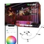 Nanoleaf Essentials, Guirlande Lumineuse Extérieure Kit de Démarrage 30M LED RGBICW - Guirlande Connectée 16M Couleurs, IP65 Imperméable, 40 ampoules LED, WiFi Bluetooth Matter, Jardin & Guinguette