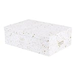 Bigso Box of Sweden Set of 3 Storage Boxes with Lids - Organiser Box for Clothes, Office Equipment and More - Wardrobe Storage Boxes with Labels for Bedding or Seasonal Clothing - Gold Speckled