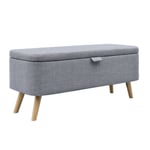 Banquette & Coffre en Tissu "Olean" 111cm Gris