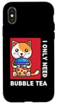 Coque pour iPhone X/XS Mignon chat kawaii boisson thé au lait bulle I Love Boba Tea