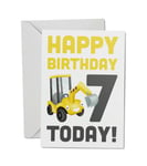 1 x Digger A5 Blank Greetings Card - Kids Birthday 7th 7 Seven Today Gift #77003