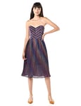 Dress the Population Women's Rosalie Strapless Fit & Flare Pleated Party Dress, Metallic Cobalt Multi, XX-Large