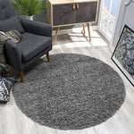 SANAT Tapis Rond, à Poils Longs, Moderne, pour Salon, Chambre à Coucher, Salle à Manger ou Chambre d'enfant, Gris, Dimensions : 150 x 150 cm