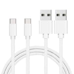 Cable USB-C pour Xiaomi REDMI NOTE 9 / NOTE 9 PRO / NOTE 10 / NOTE 10 PRO - Nylon Tresse Argent Blanc 1 Metre [LOT 2] [Phonillico]