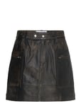 Slfnana Mw Mini Leather Skirt Black Selected Femme