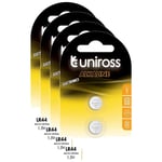 Uniross Lot de 4 Packs de 2 Piles Boutons Alcaline LR44/AG13/LR1154 - 1,5V