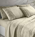 Creole Manille Lit Complet, Lin Coton, Sable, Queen-Size Bed