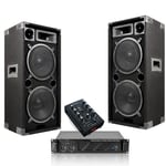 Pack Sono Ibiza Sound 2480W Total - Ampli 2x240W - 2 Enceintes 1000W PMPO - Table de Mixage - Câbles - Animation - Mariage - Baptême