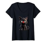 Womens Red cat Nose Funny Day Kids 2024 V-Neck T-Shirt