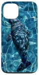 Coque pour iPhone 13 Save The Manatee Crystal River FL Bleu abstrait rayé