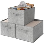 GRANNY SAYS Boite de Rangement, Lot de 3 Boîtes Rangement Pliable, Boîte de Rangement Vetement pour Étagères, Paniers et Boîtes de Rangement Rectangulaire pour Placard, Caisse de Rangement, Gris