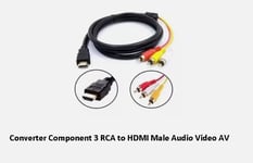 Component 3 RCA to HDMI Male Audio Video AV Converter Adapter Cable HDTV 1080P