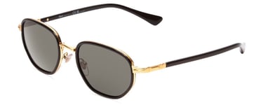 Persol PO2471S Unisex Retro Designer Sunglasses Gold/Black/Polarized Green 50 mm