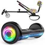 SISIAGD Hoverboards Go Kart, Hoverboards with Seat Attachment Hoverkart, 6.5" Self Balancing Scooters, Hoverboards Bluetooth with LED Lights, Gift for Children