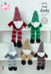 King Cole Tinsel Chunky Knitting Pattern Easy Knit Christmas Gnomes 3 Sizes 9113