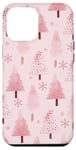 iPhone 12 Pro Max Pink Christmas Tree Snowflakes Pattern Cozy Holiday Xmas Case