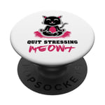 Quit Stressing Meowt Siège de méditation en lotus pour chat PopSockets PopGrip Adhésif