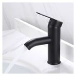 Groofoo Robinet d'eau , Robinet de Lavabo Noir, Robinet Mitigeur d'eau Chaude et Froide en Acier Inoxydable, lavabo (noir)