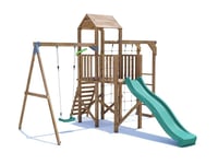 Climbing Frame with One Swing, High Platform, Monkey Bars and Net BalconyFort