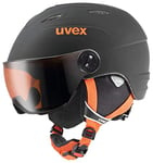 uvex Junior Visor Pro - Ski Helmet for Kids - Visor - Individual Fit - Black-Orange Matt - 54-56 cm