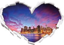 KAIASH 3d Wall Sticker Skyline New York view from the roof of the Empire State Building heart shape in 3D look Wall or door sticker wall sticker wall sticker wall decoration 62x43cm