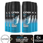 Lynx Body Spray Ice Chill 48-H High Definition Fragrance Deo For Men, 6x150ml