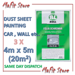 3x Dust sheets 4 x 5m for Painting Decorating & protecting items car van  BOLL