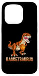 Coque pour iPhone 15 Pro BasketSaurus Dinosaure Balle T-rex Dino Jouant au Basketball